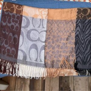 Coach Patchwork Signature Scarf in Earth Tones
